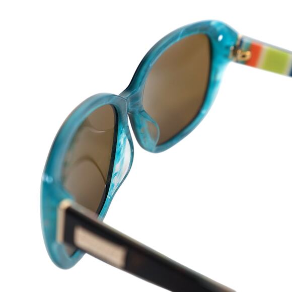 Kate Spade HILDE Oval Polarized Sunglasses - Olive Havana Turquoise/Brown - NWT - Picture 9 of 10